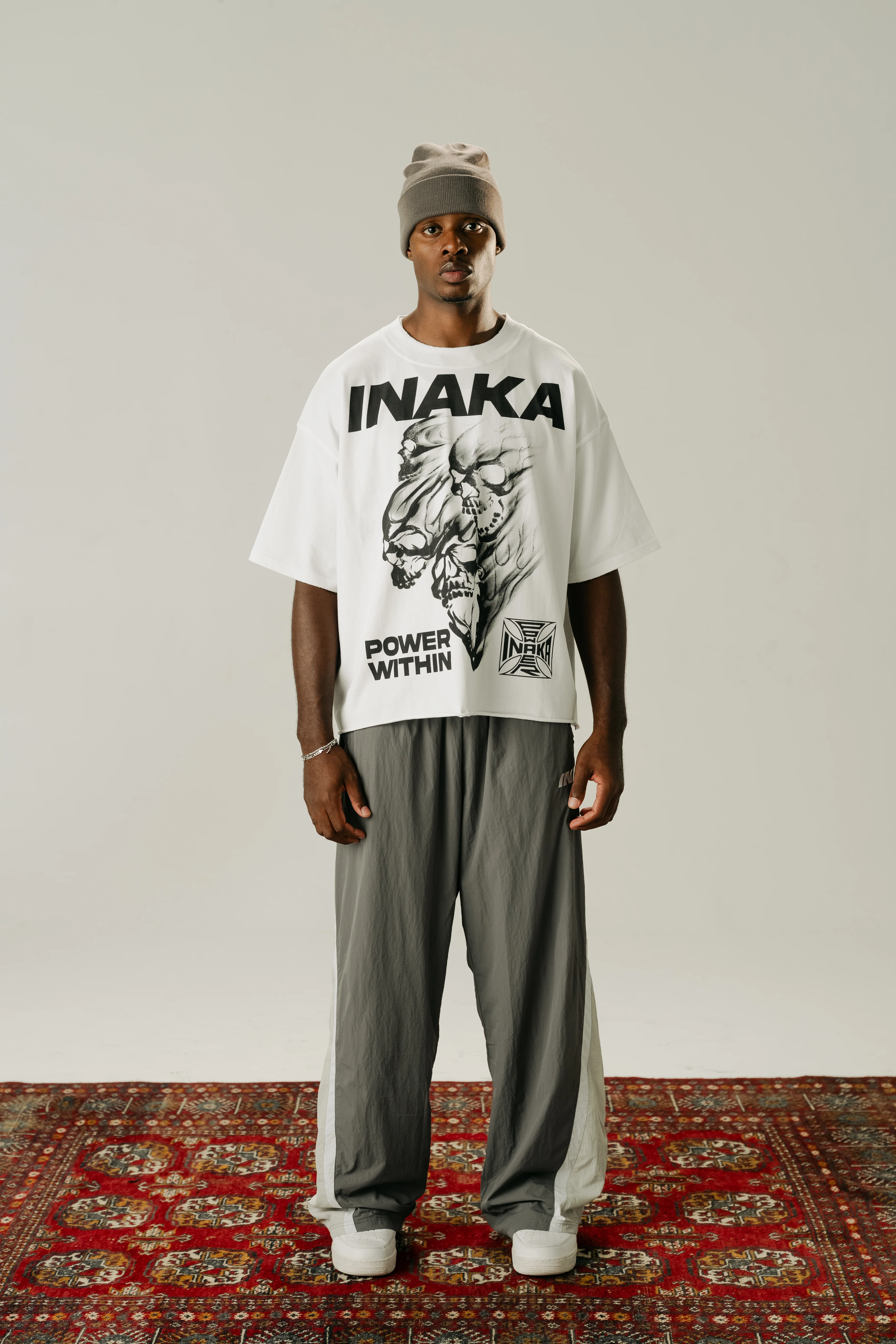 BAGGY TRACKPANTS - GRAY : WHITE - Image 2