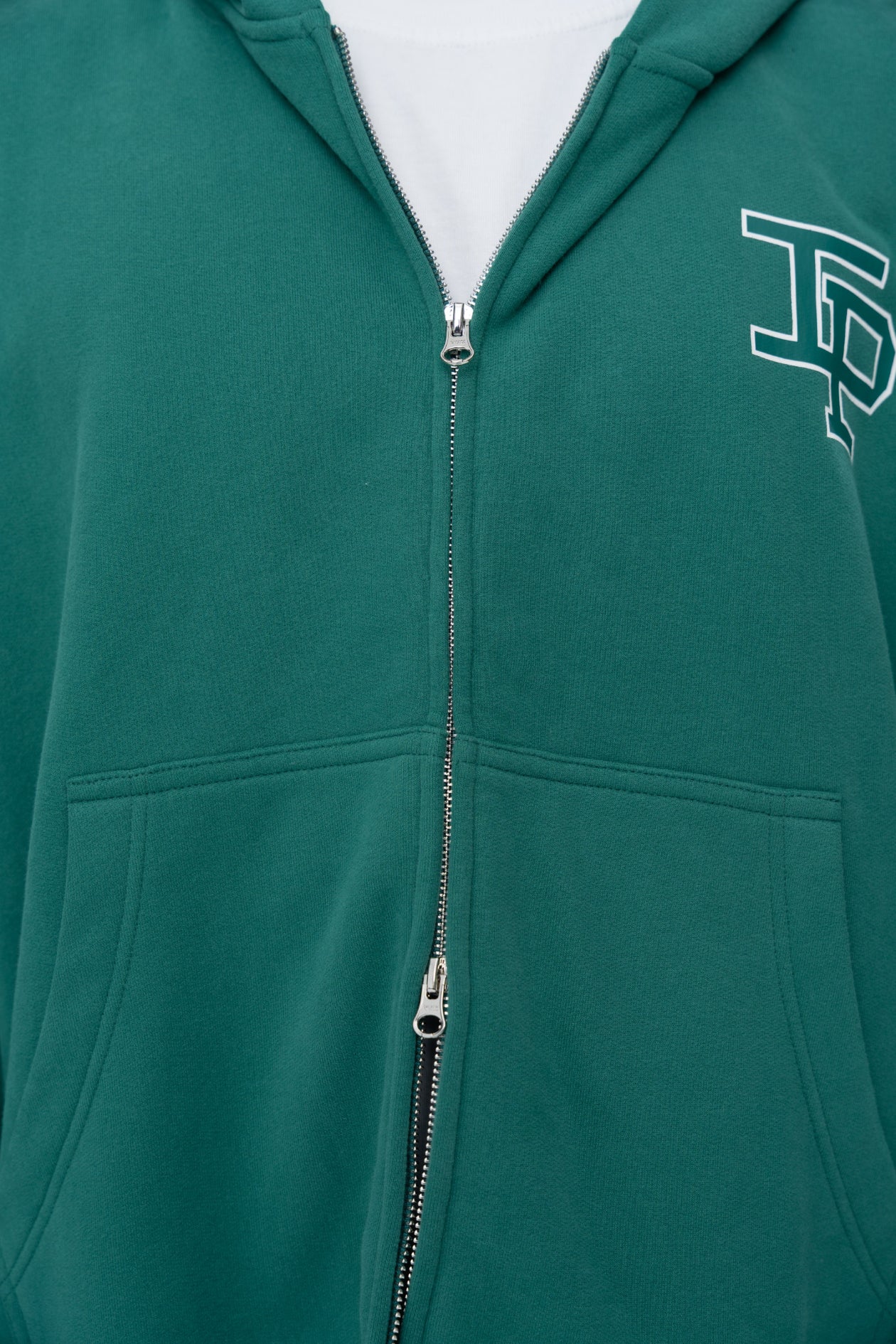 CLASSIC DOUBLE ZIP HOODIE - FOREST GREEN - Image 3