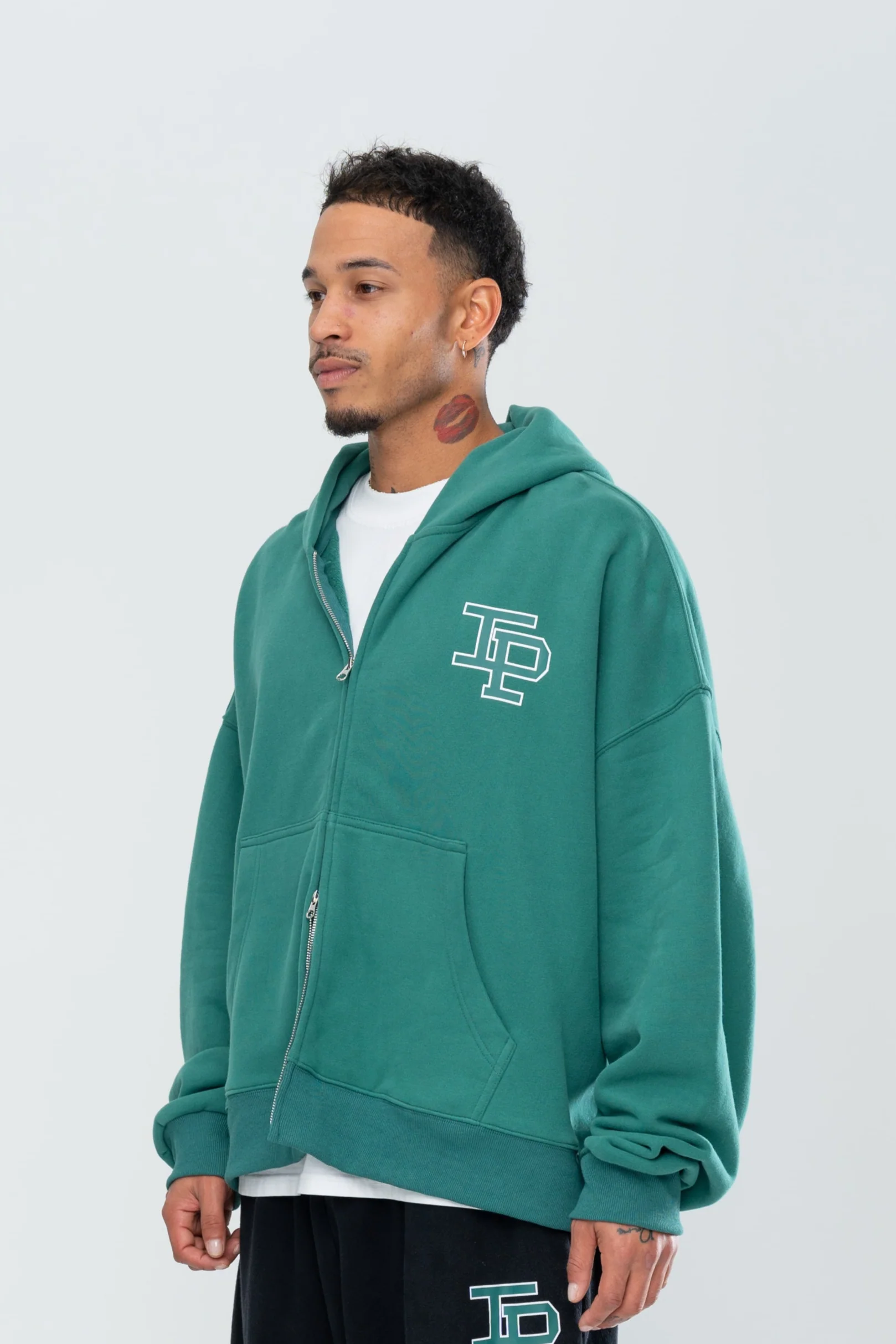 CLASSIC DOUBLE ZIP HOODIE - FOREST GREEN - Image 5