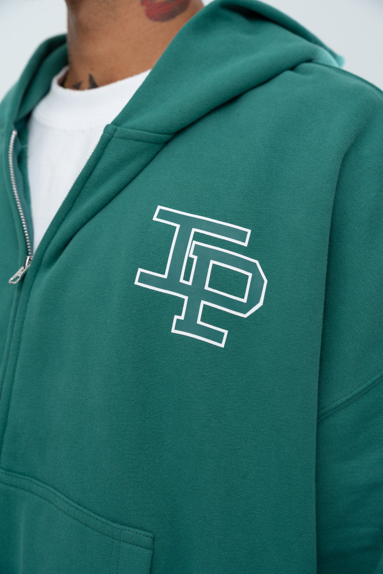 CLASSIC DOUBLE ZIP HOODIE - FOREST GREEN - Image 6