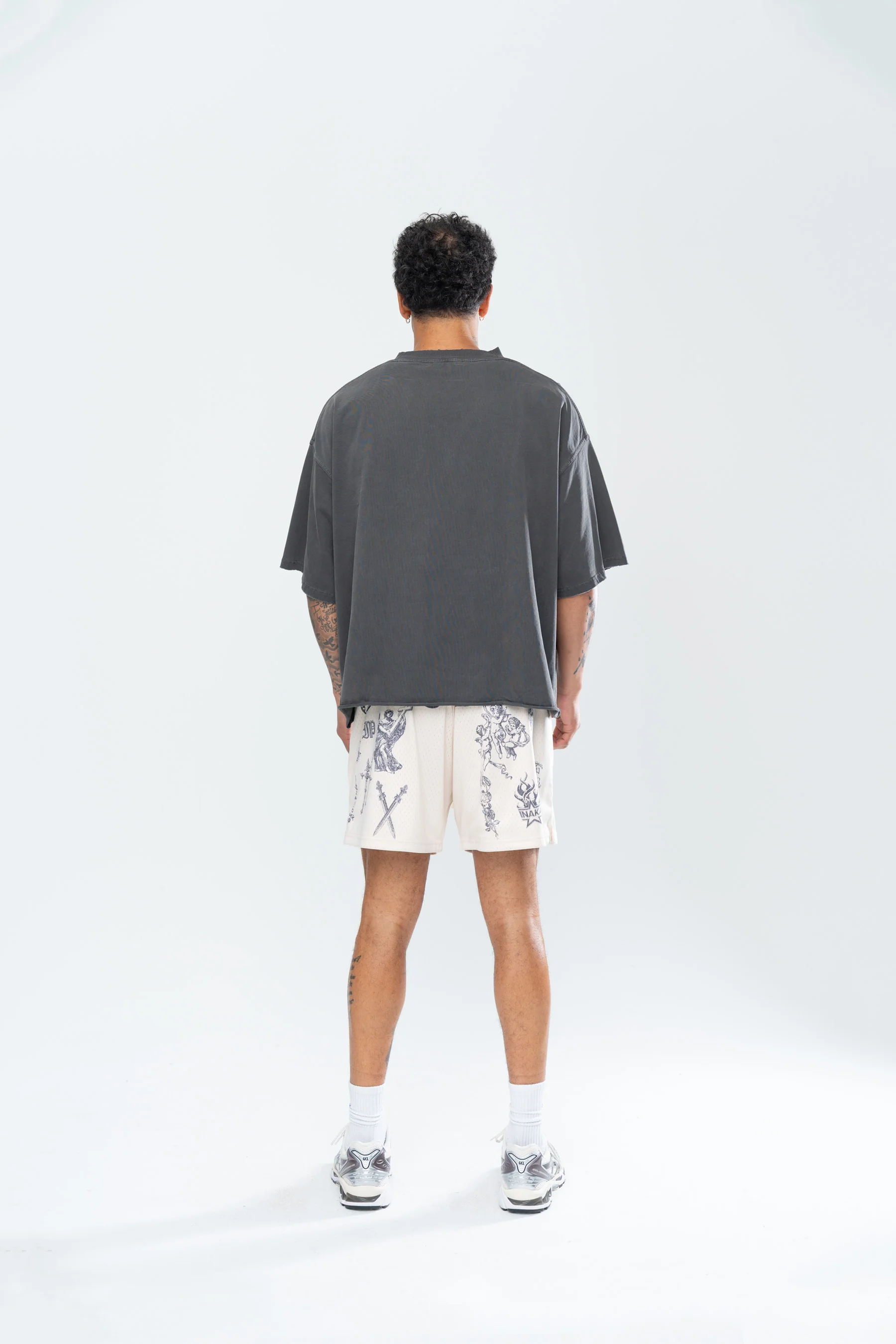 CRUCIFIX MESH SHORTS - CREAM - Image 5
