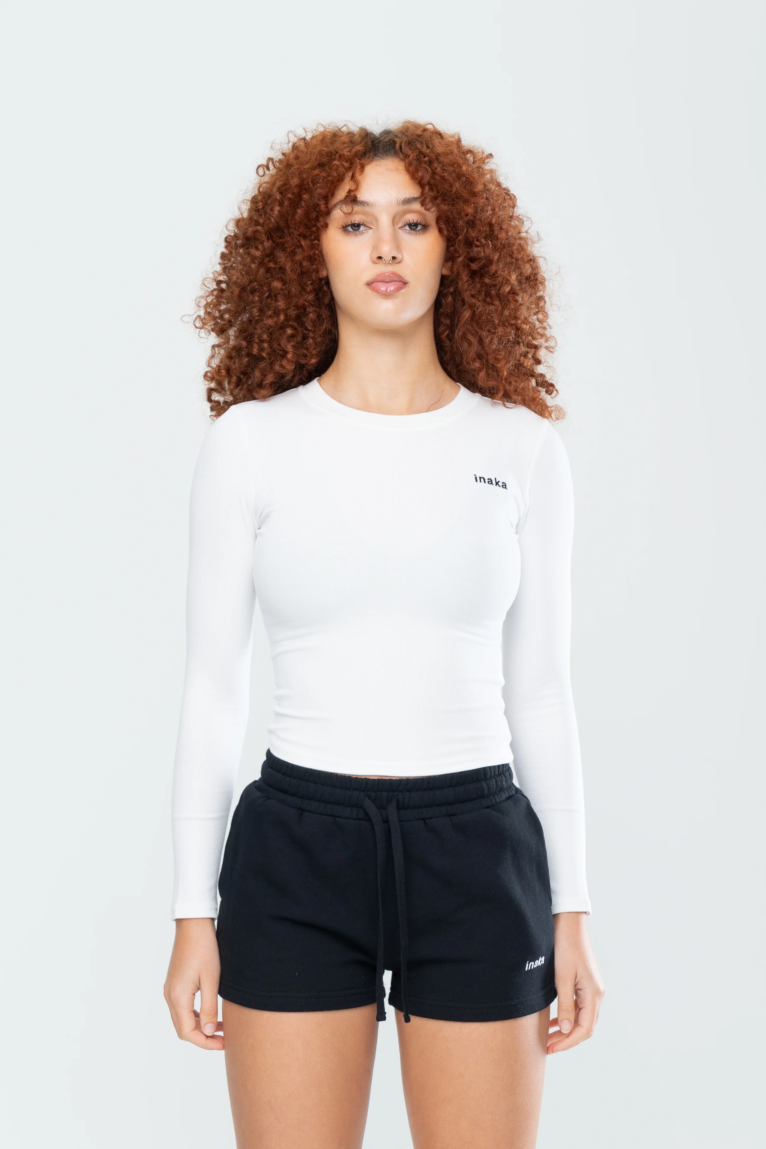 BASICS RIBBED LS - WHITE