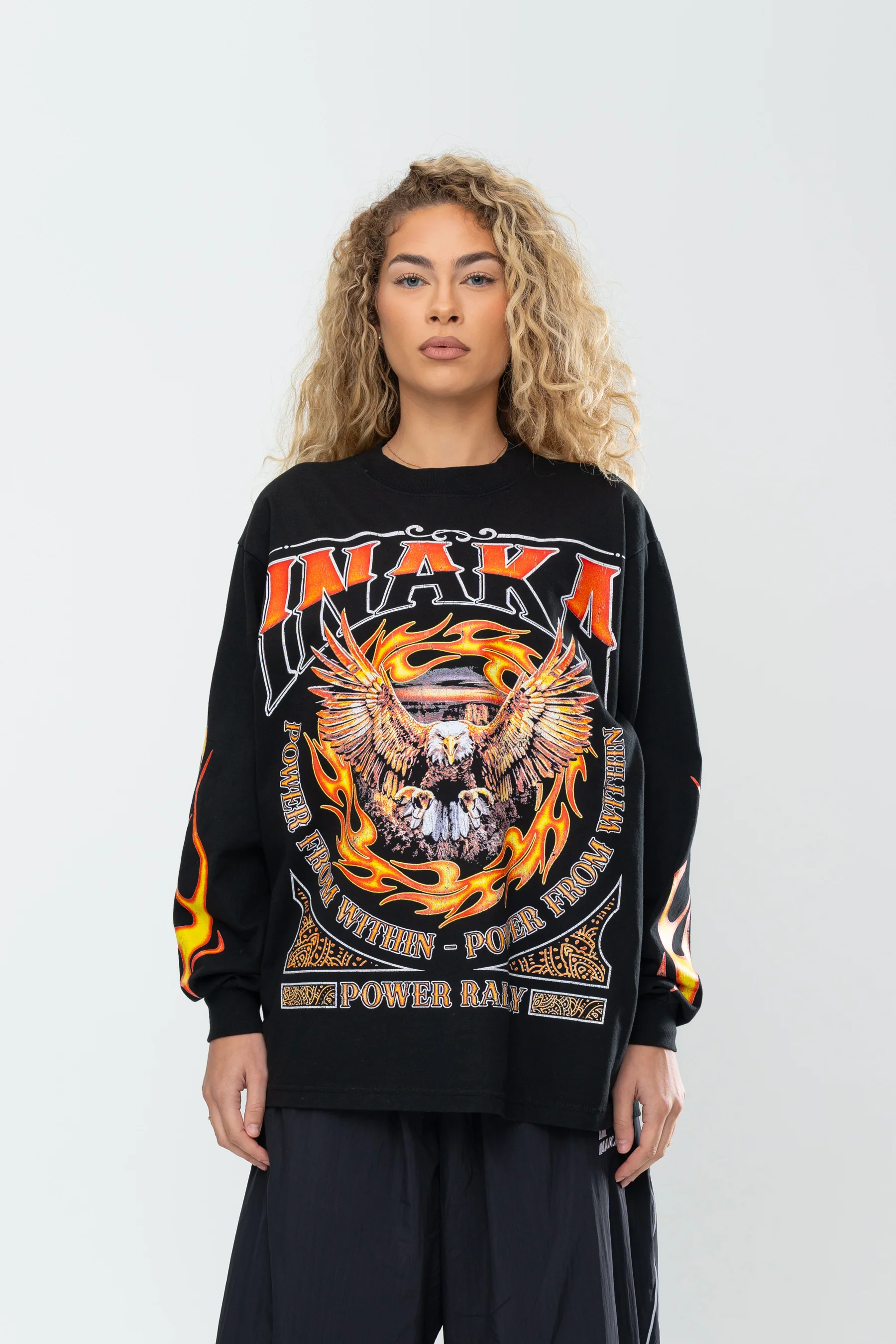 INAKA FLAME EAGLE LONG SLEEVE - BLACK - Image 4