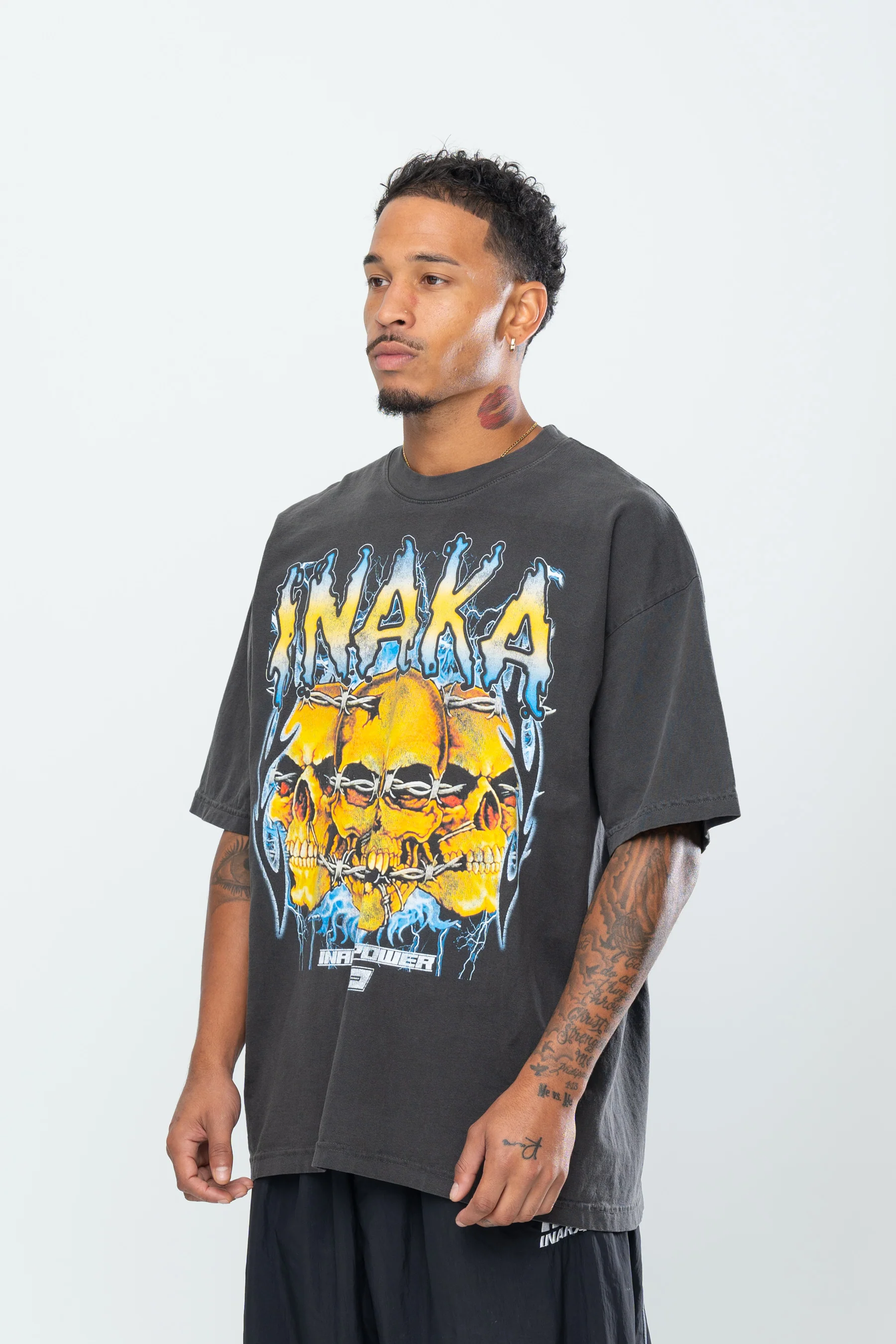 INAKA SKULL CRUSHER TEE - VINTAGE BLACK - Image 8