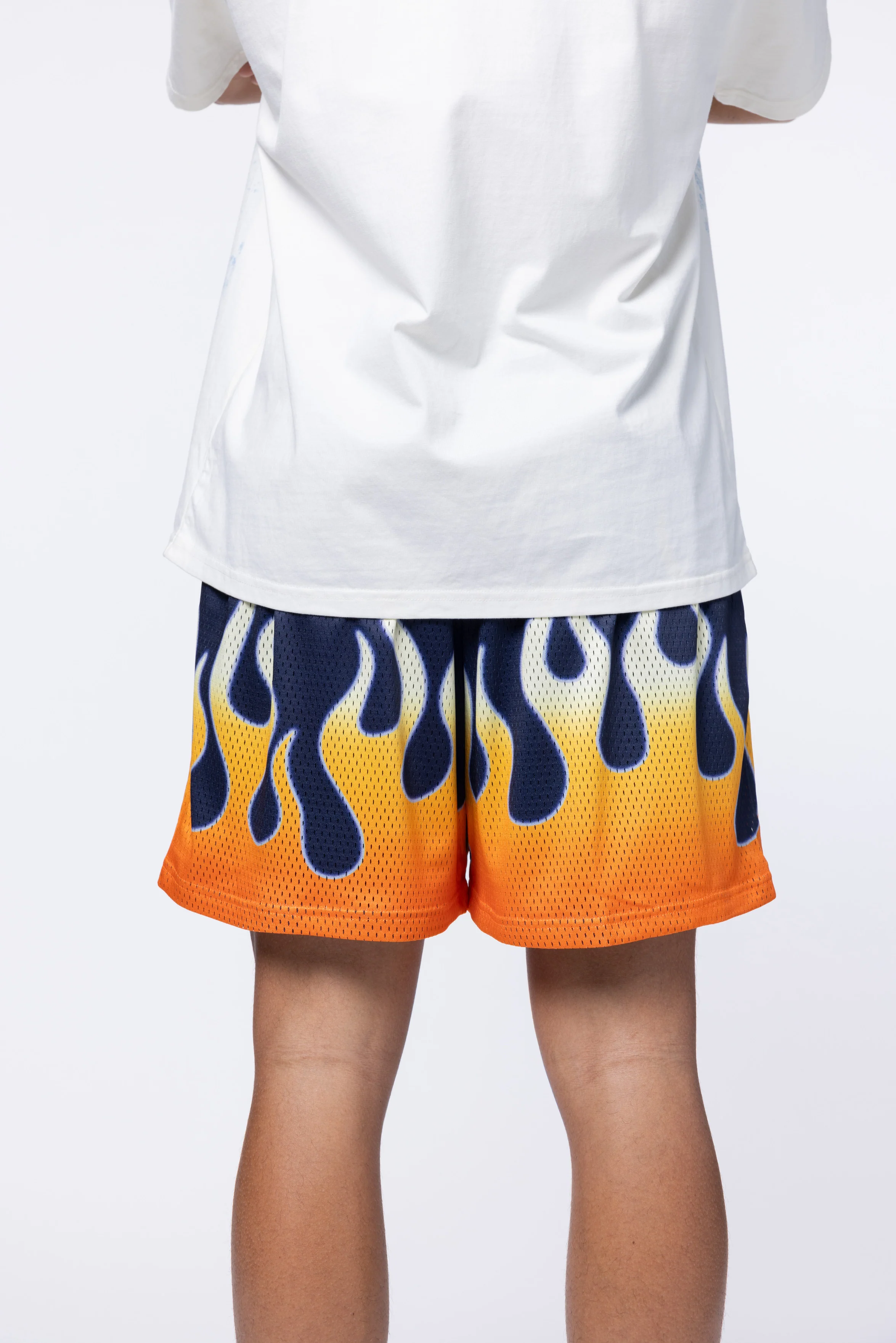 ORANGE FLAME MESH SHORTS - Image 6