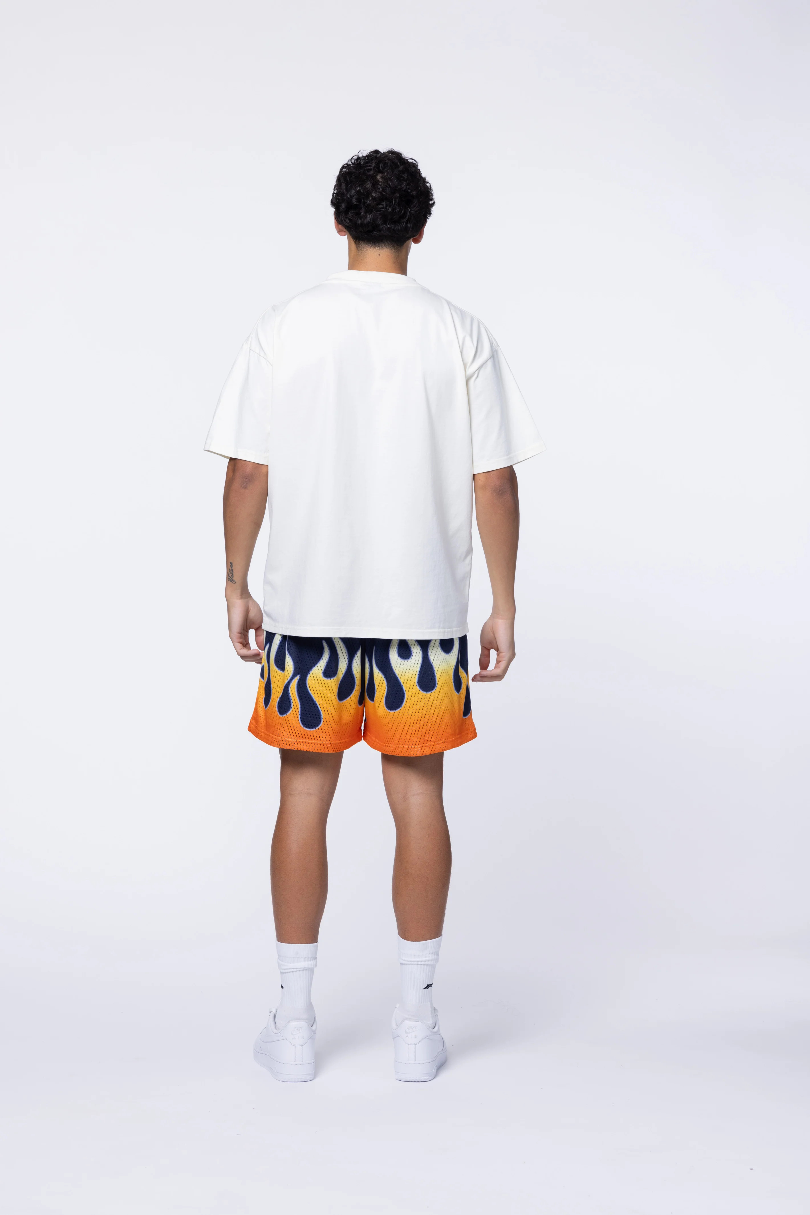 ORANGE FLAME MESH SHORTS - Image 7